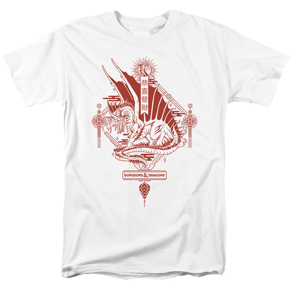 AN OFFCIALLY LICENSED DUNGEONS AND DRAGONS YEAR OF THE DRAGON RED LANTERN MEN'S REGULAR FIT T-SHIRT WHITE