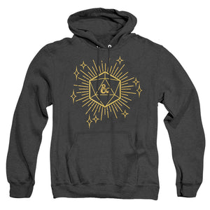 AN OFFCIALLY LICENSED DUNGEONS AND DRAGONS YEAR OF THE DRAGON LUCKY D20 ADULT UNISEX HEATHER PULLOVER HOODIE BLACK