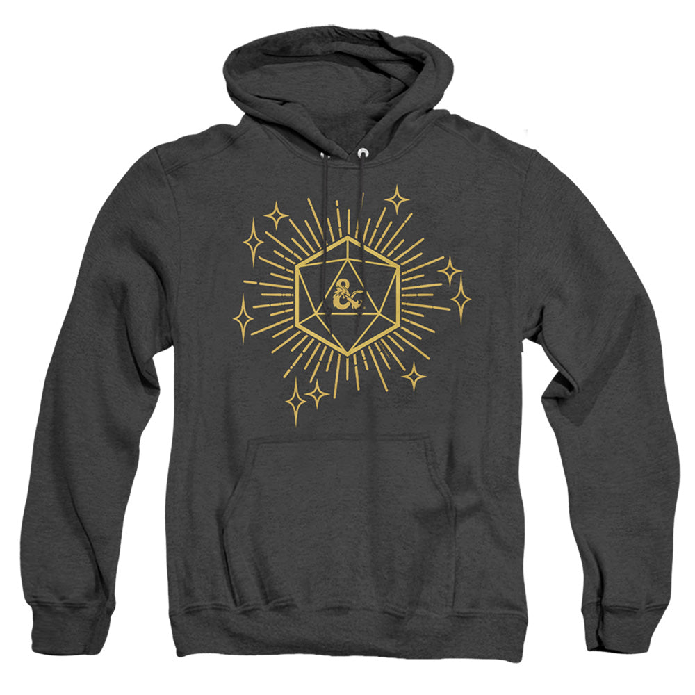 AN OFFCIALLY LICENSED DUNGEONS AND DRAGONS YEAR OF THE DRAGON LUCKY D20 ADULT UNISEX HEATHER PULLOVER HOODIE BLACK