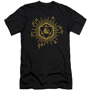 AN OFFCIALLY LICENSED DUNGEONS AND DRAGONS YEAR OF THE DRAGON LUCKY D20 MEN'S PREMIUM SLIM FIT T-SHIRT BLACK