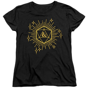 AN OFFCIALLY LICENSED DUNGEONS AND DRAGONS YEAR OF THE DRAGON LUCKY D20 WOMEN'S REGULAR FIT T-SHIRT BLACK