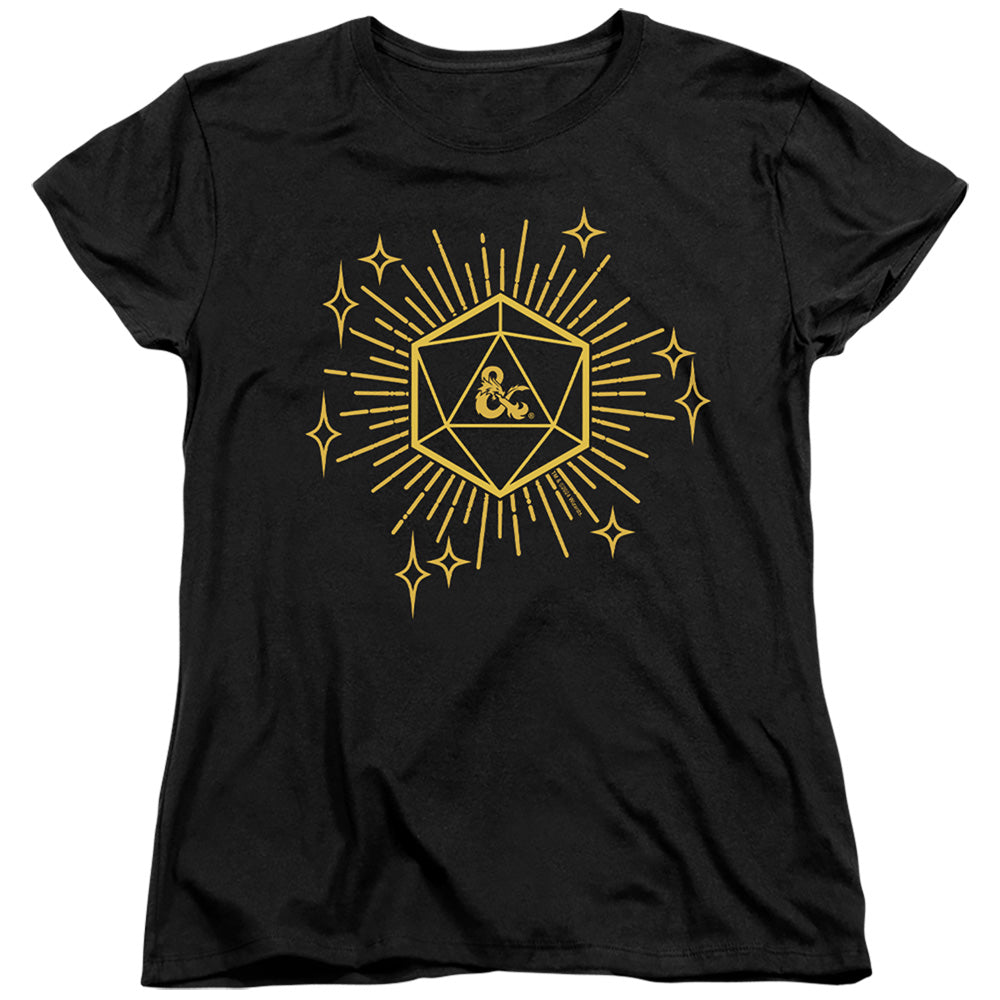AN OFFCIALLY LICENSED DUNGEONS AND DRAGONS YEAR OF THE DRAGON LUCKY D20 WOMEN'S REGULAR FIT T-SHIRT BLACK