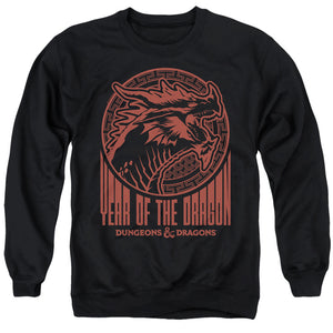 AN OFFCIALLY LICENSED DUNGEONS AND DRAGONS YEAR OF THE DRAGON STREET RED ADULT UNISEX CREWNECK SWEATSHIRT BLACK