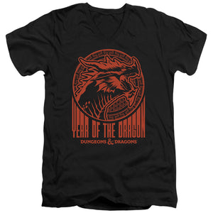 AN OFFCIALLY LICENSED DUNGEONS AND DRAGONS YEAR OF THE DRAGON STREET RED MEN'S V-NECK T-SHIRT BLACK