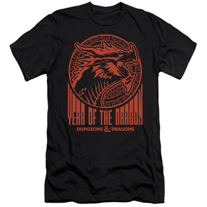 AN OFFCIALLY LICENSED DUNGEONS AND DRAGONS YEAR OF THE DRAGON STREET RED MEN'S PREMIUM SLIM FIT T-SHIRT BLACK