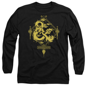 AN OFFCIALLY LICENSED DUNGEONS AND DRAGONS YEAR OF THE DRAGON GOLD LOGO MEN'S LONG SLEEVE T-SHIRT BLACK