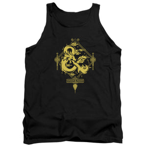 AN OFFCIALLY LICENSED DUNGEONS AND DRAGONS YEAR OF THE DRAGON GOLD LOGO ADULT UNISEX TANK TOP BLACK