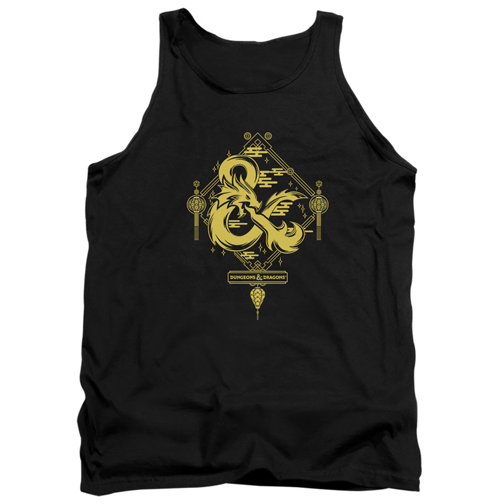 AN OFFCIALLY LICENSED DUNGEONS AND DRAGONS YEAR OF THE DRAGON GOLD LOGO ADULT UNISEX TANK TOP BLACK