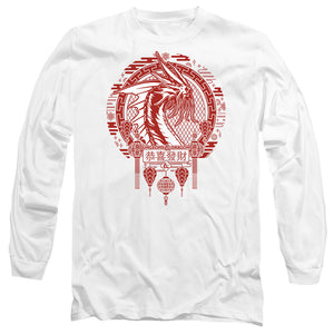 AN OFFCIALLY LICENSED DUNGEONS AND DRAGONS YEAR OF THE DRAGON BEAST IN THE CLOUDS MEN'S LONG SLEEVE T-SHIRT WHITE