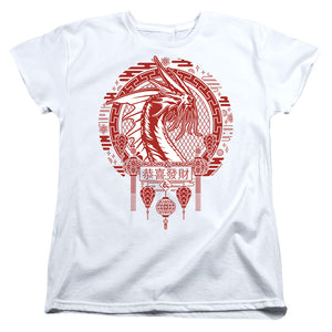 AN OFFCIALLY LICENSED DUNGEONS AND DRAGONS YEAR OF THE DRAGON BEAST IN THE CLOUDS WOMEN'S REGULAR FIT T-SHIRT WHITE