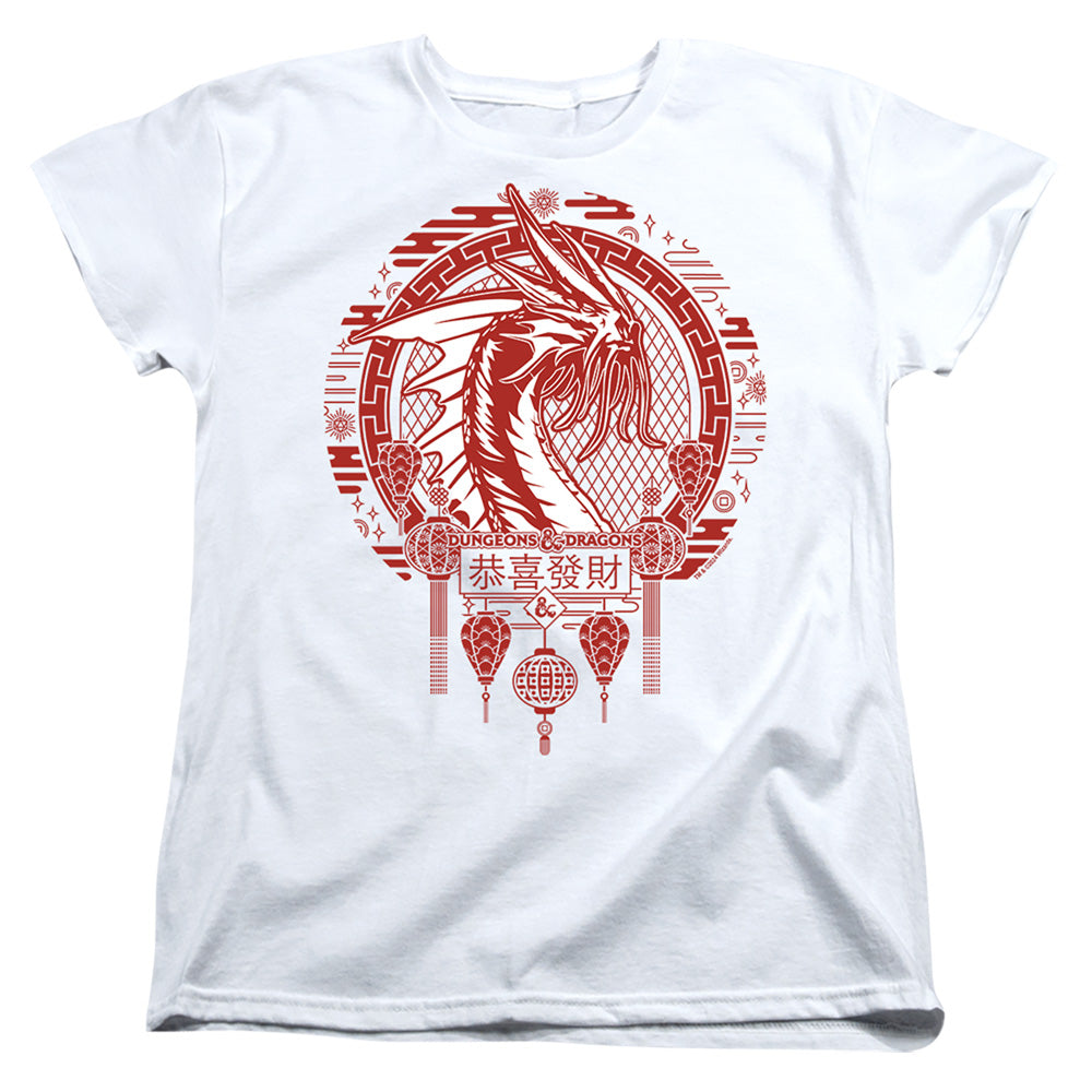 AN OFFCIALLY LICENSED DUNGEONS AND DRAGONS YEAR OF THE DRAGON BEAST IN THE CLOUDS WOMEN'S REGULAR FIT T-SHIRT WHITE