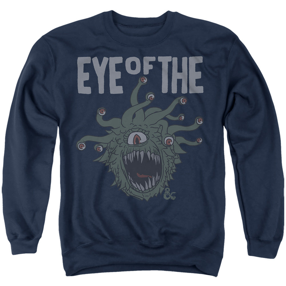 AN OFFCIALLY LICENSED DUNGEONS AND DRAGONS EYE OF THE BEHOLDER ADULT UNISEX CREWNECK SWEATSHIRT NAVY