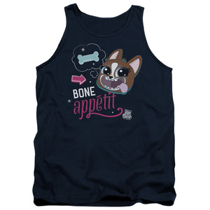 AN OFFCIALLY LICENSED LITTLEST PET SHOP BONE APPETIT ADULT UNISEX TANK TOP NAVY