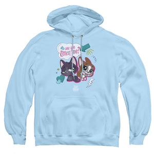 AN OFFCIALLY LICENSED LITTLEST PET SHOP ARE YOU KITTEN ME ADULT UNISEX PULLOVER HOODIE LIGHT BLUE