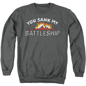 AN OFFCIALLY LICENSED BATTLESHIP SUNK ADULT UNISEX CREWNECK SWEATSHIRT CHARCOAL