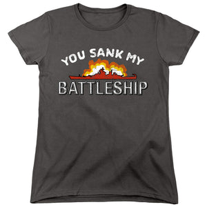 AN OFFCIALLY LICENSED BATTLESHIP SUNK WOMEN'S REGULAR FIT T-SHIRT CHARCOAL