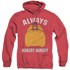 AN OFFCIALLY LICENSED HUNGRY HUNGRY HIPPOS HUNGRY ADULT UNISEX HEATHER PULLOVER HOODIE RED