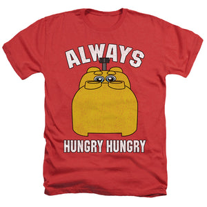 AN OFFCIALLY LICENSED HUNGRY HUNGRY HIPPOS HUNGRY MEN'S HEATHER T-SHIRT RED