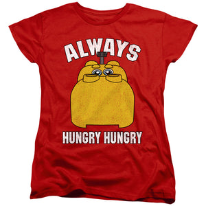 AN OFFCIALLY LICENSED HUNGRY HUNGRY HIPPOS HUNGRY WOMEN'S REGULAR FIT T-SHIRT RED