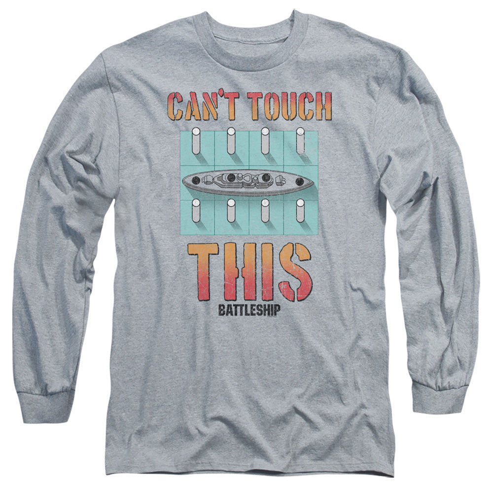 AN OFFCIALLY LICENSED BATTLESHIP CANT TOUCH THIS MEN'S LONG SLEEVE T-SHIRT ATHLETIC HEATHER