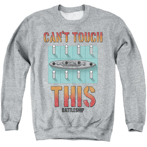 AN OFFCIALLY LICENSED BATTLESHIP CANT TOUCH THIS ADULT UNISEX CREWNECK SWEATSHIRT ATHLETIC HEATHER