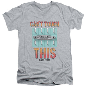 AN OFFCIALLY LICENSED BATTLESHIP CANT TOUCH THIS MEN'S V-NECK T-SHIRT ATHLETIC HEATHER