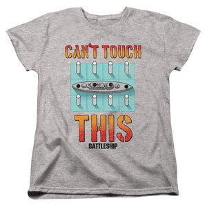 AN OFFCIALLY LICENSED BATTLESHIP CANT TOUCH THIS WOMEN'S REGULAR FIT T-SHIRT ATHLETIC HEATHER