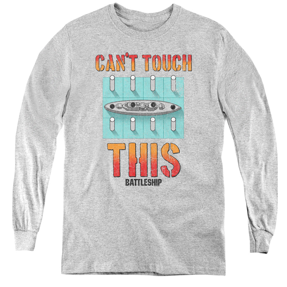 AN OFFCIALLY LICENSED BATTLESHIP CANT TOUCH THIS YOUTH LONG SLEEVE T-SHIRT ATHLETIC HEATHER