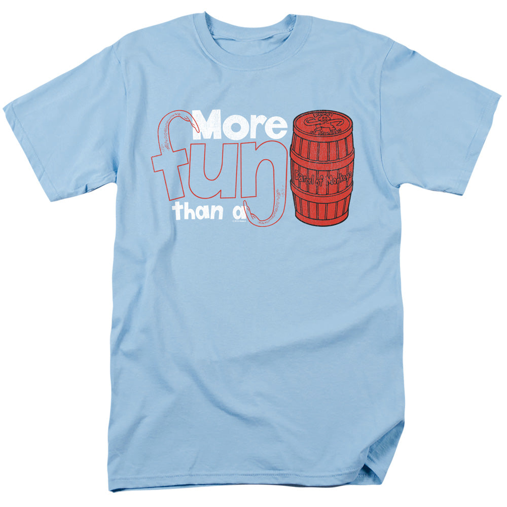 AN OFFCIALLY LICENSED BARREL OF MONKEYS MORE FUN MEN'S REGULAR FIT T-SHIRT LIGHT BLUE