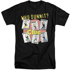 AN OFFCIALLY LICENSED CLUE WHO DUNNIT MEN'S TALL FIT T-SHIRT BLACK