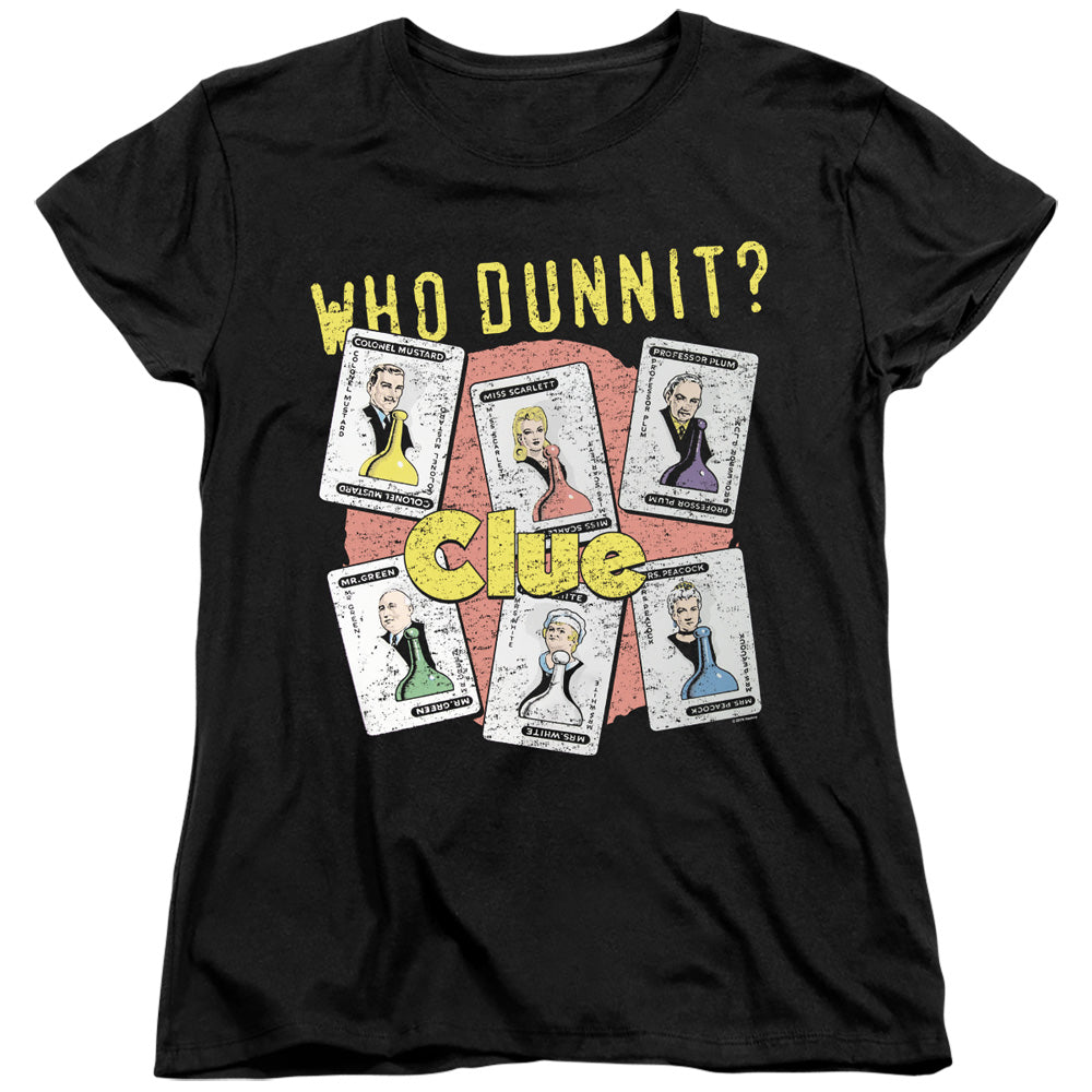 AN OFFCIALLY LICENSED CLUE WHO DUNNIT WOMEN'S REGULAR FIT T-SHIRT BLACK