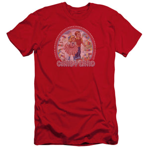 AN OFFCIALLY LICENSED CANDY LAND CANDY LAND MEN'S PREMIUM SLIM FIT T-SHIRT RED