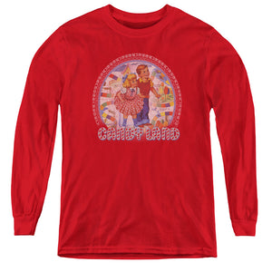 AN OFFCIALLY LICENSED CANDY LAND CANDY LAND YOUTH LONG SLEEVE T-SHIRT RED