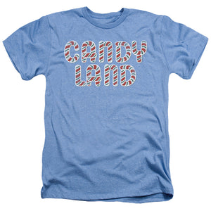 AN OFFCIALLY LICENSED CANDY LAND CANDY LAND LOGO MEN'S HEATHER T-SHIRT LIGHT BLUE