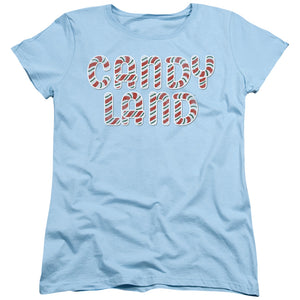AN OFFCIALLY LICENSED CANDY LAND CANDY LAND LOGO WOMEN'S REGULAR FIT T-SHIRT LIGHT BLUE