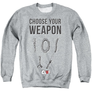 AN OFFCIALLY LICENSED CLUE CHOOSE ADULT UNISEX CREWNECK SWEATSHIRT ATHLETIC HEATHER