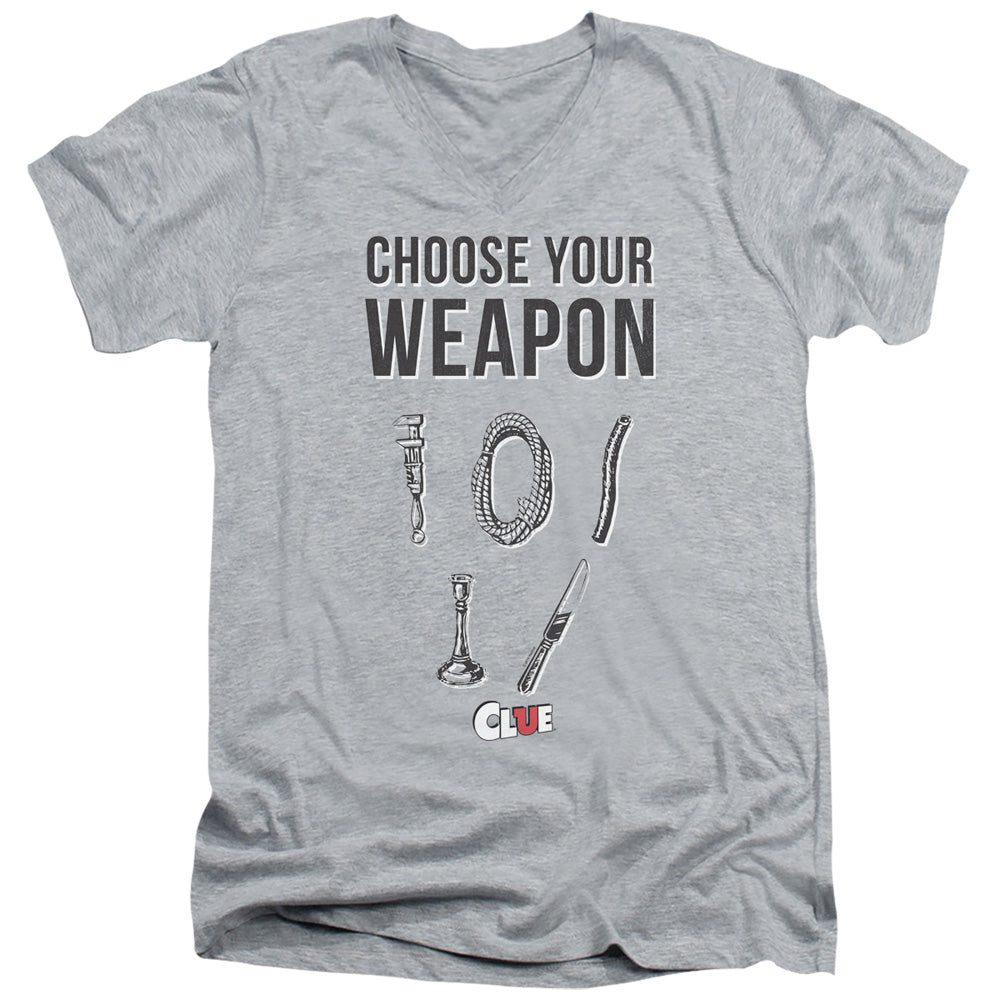 AN OFFCIALLY LICENSED CLUE CHOOSE MEN'S V-NECK T-SHIRT ATHLETIC HEATHER