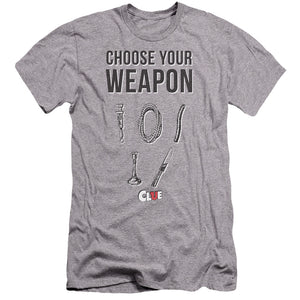 AN OFFCIALLY LICENSED CLUE CHOOSE MEN'S PREMIUM SLIM FIT T-SHIRT ATHLETIC HEATHER