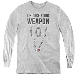 AN OFFCIALLY LICENSED CLUE CHOOSE YOUTH LONG SLEEVE T-SHIRT ATHLETIC HEATHER