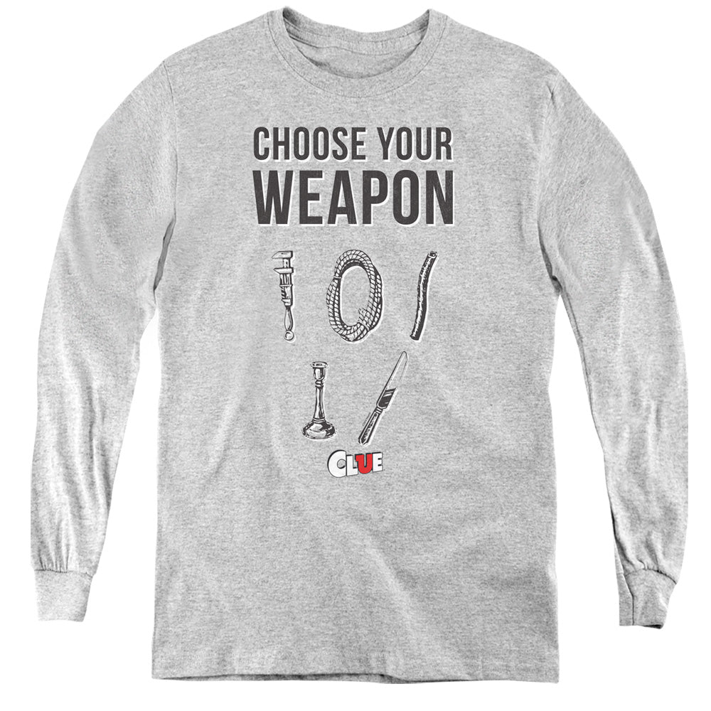 AN OFFCIALLY LICENSED CLUE CHOOSE YOUTH LONG SLEEVE T-SHIRT ATHLETIC HEATHER