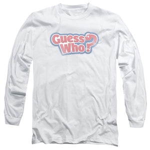 AN OFFCIALLY LICENSED GUESS WHO GUESS WHO DISTRESSED LOGO MEN'S LONG SLEEVE T-SHIRT WHITE