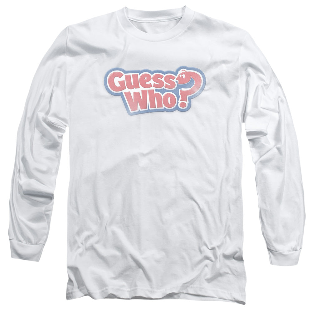 AN OFFCIALLY LICENSED GUESS WHO GUESS WHO DISTRESSED LOGO MEN'S LONG SLEEVE T-SHIRT WHITE