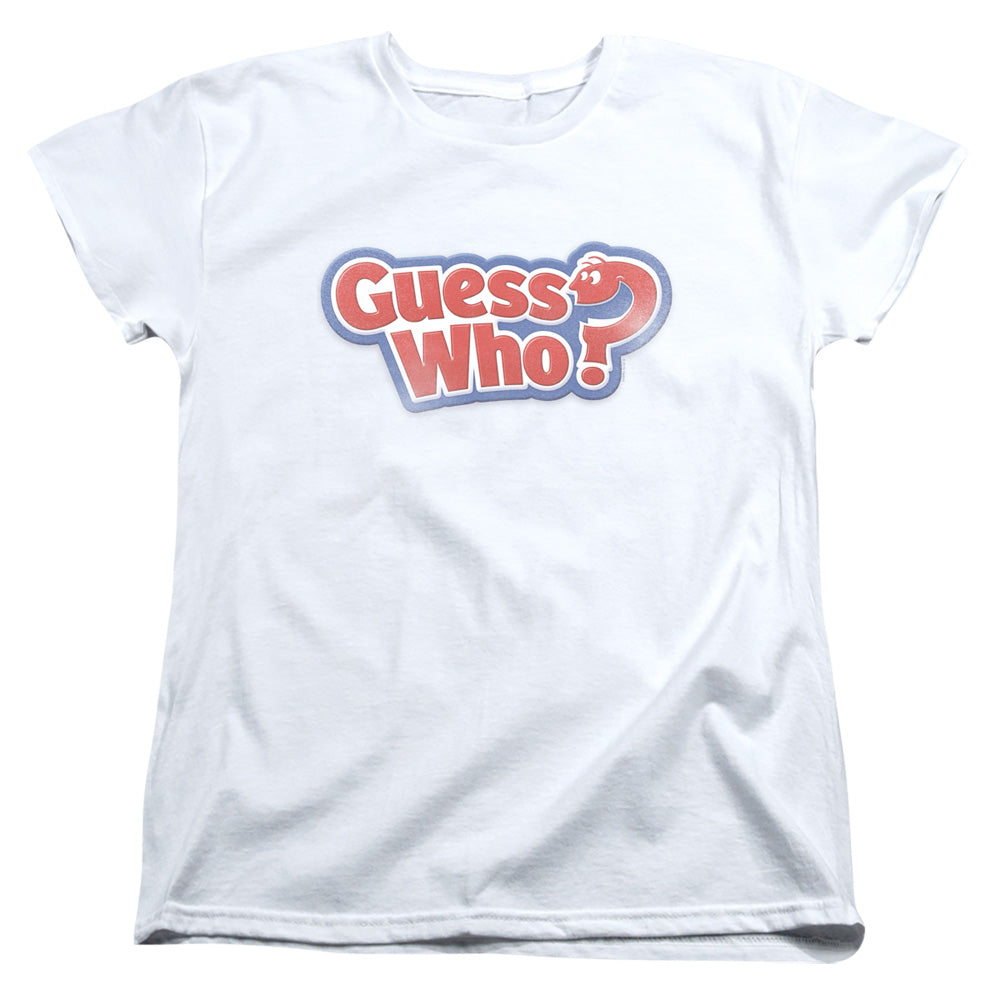 AN OFFCIALLY LICENSED GUESS WHO GUESS WHO DISTRESSED LOGO WOMEN'S REGULAR FIT T-SHIRT WHITE