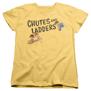 AN OFFCIALLY LICENSED CHUTES AND LADDERS LOGO WOMEN'S REGULAR FIT T-SHIRT BANANA