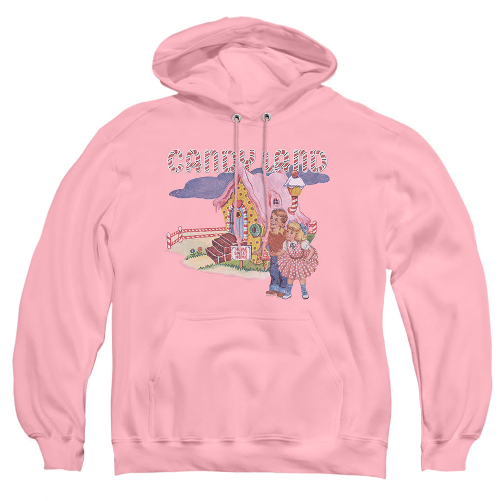 AN OFFCIALLY LICENSED CANDY LAND COTTON CANDY LAND ADULT UNISEX PULLOVER HOODIE PINK