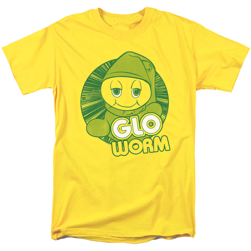 AN OFFCIALLY LICENSED GLO WORM GLO WORM MEN'S REGULAR FIT T-SHIRT YELLOW