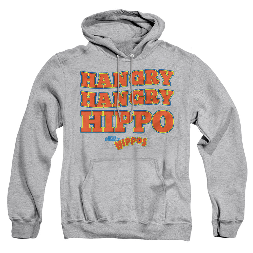 AN OFFCIALLY LICENSED HUNGRY HUNGRY HIPPOS HANGRY ADULT UNISEX PULLOVER HOODIE ATHLETIC HEATHER