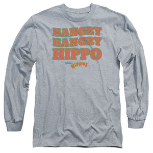 AN OFFCIALLY LICENSED HUNGRY HUNGRY HIPPOS HANGRY MEN'S LONG SLEEVE T-SHIRT ATHLETIC HEATHER