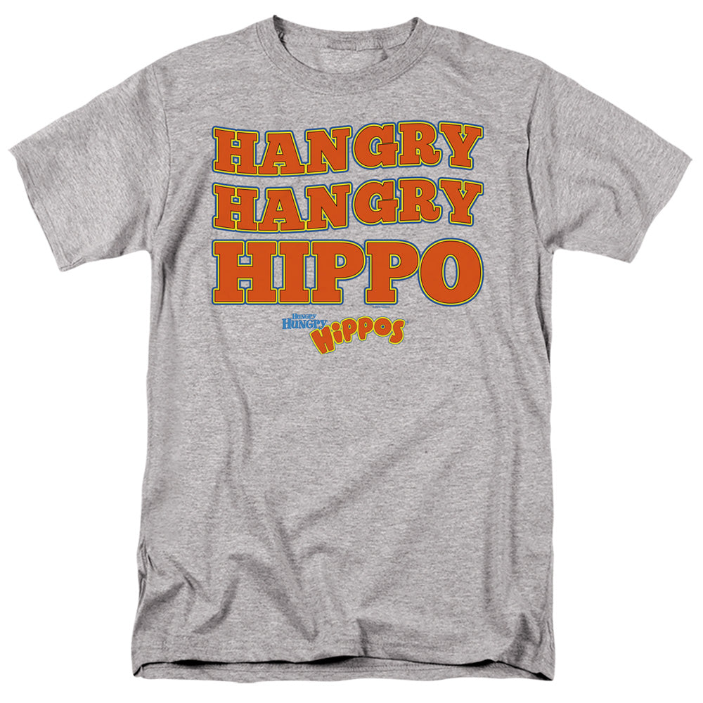 AN OFFCIALLY LICENSED HUNGRY HUNGRY HIPPOS HANGRY MEN'S REGULAR FIT T-SHIRT ATHLETIC HEATHER