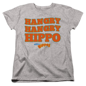 AN OFFCIALLY LICENSED HUNGRY HUNGRY HIPPOS HANGRY WOMEN'S REGULAR FIT T-SHIRT ATHLETIC HEATHER